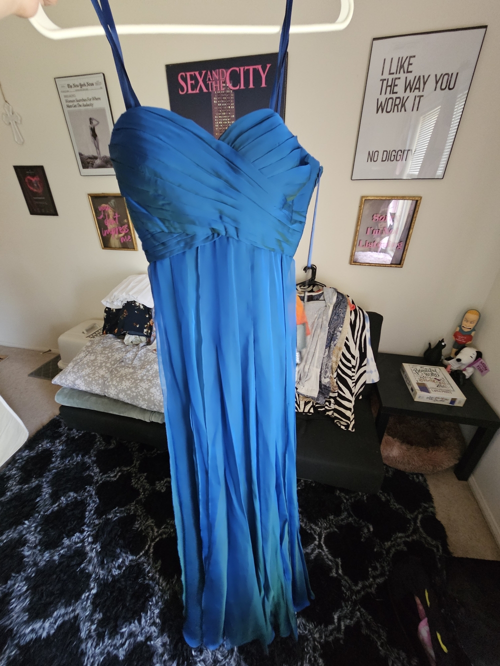 La Femme Vibrant Blue Strappy Maxi Dress Sz6